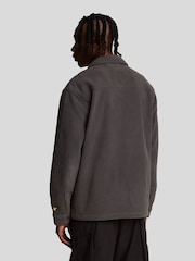 Lyle & Scott Grey Embroidered Fleece Overshirt - Image 3 of 5
