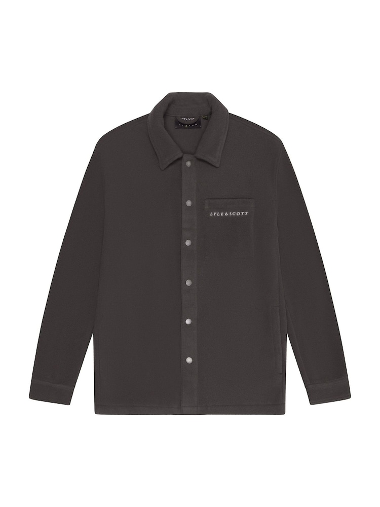 Lyle & Scott Grey Embroidered Fleece Overshirt - Image 5 of 5