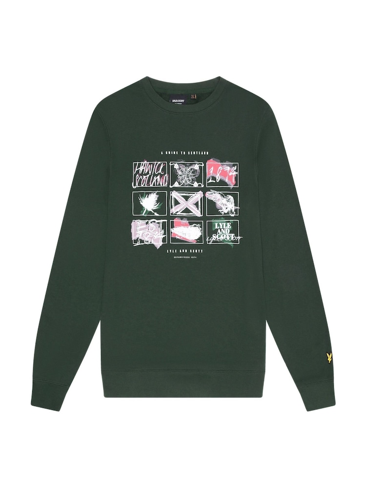 Lyle & Scott Green A Guide To Scotland Graphic 100% Cotton Sweatshirt - Image 5 of 5