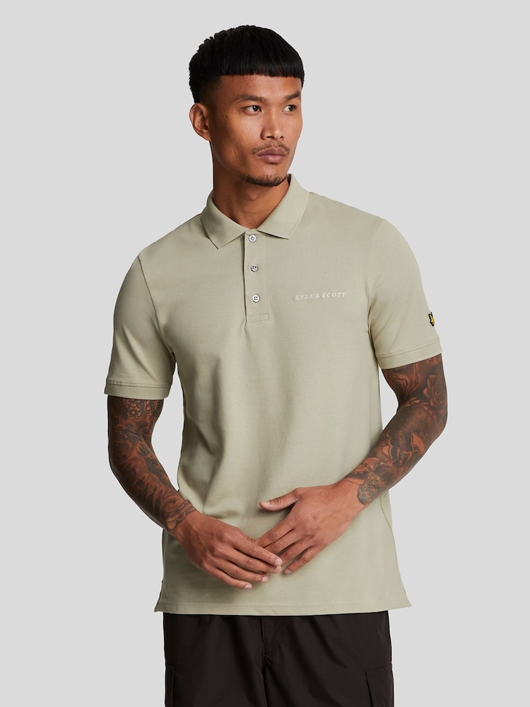 Lyle & Scott Natural Embroidered Polo Shirt - Image 1 of 5 Lyle & Scott Natural Embroidered Polo Shirt - Image 1 of 5
