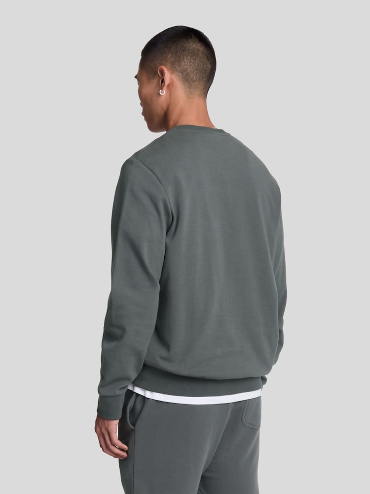 Lyle & Scott Grey Interlock Crew Neck Sweatshirt - Image 2 of 5 Lyle & Scott Grey Interlock Crew Neck Sweatshirt - Image 2 of 5