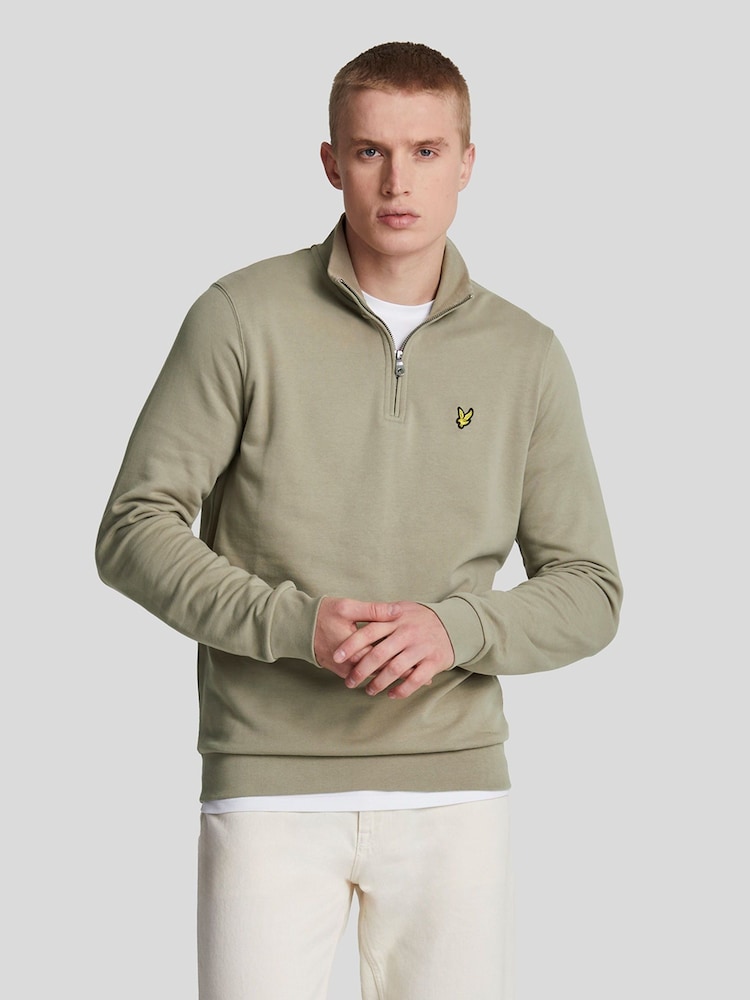 Lyle & Scott Natural 100% Cotton Loopback Quarter Zip Sweatshirt - Image 1 of 5 Lyle & Scott Natural 100% Cotton Loopback Quarter Zip Sweatshirt - Image 1 of 5