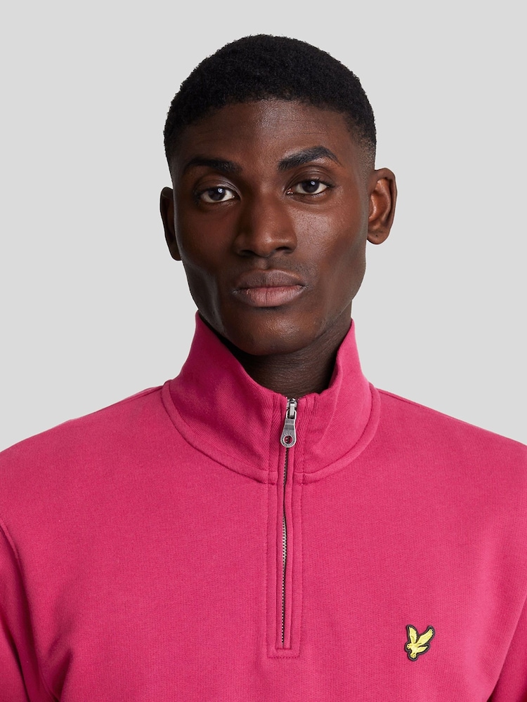Lyle & Scott Pink 100% Cotton Loopback Quarter Zip Sweatshirt - Image 2 of 5