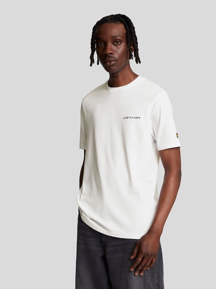 Lyle & Scott White Embroidered 100% Cotton T-Shirt - Image 1 of 4