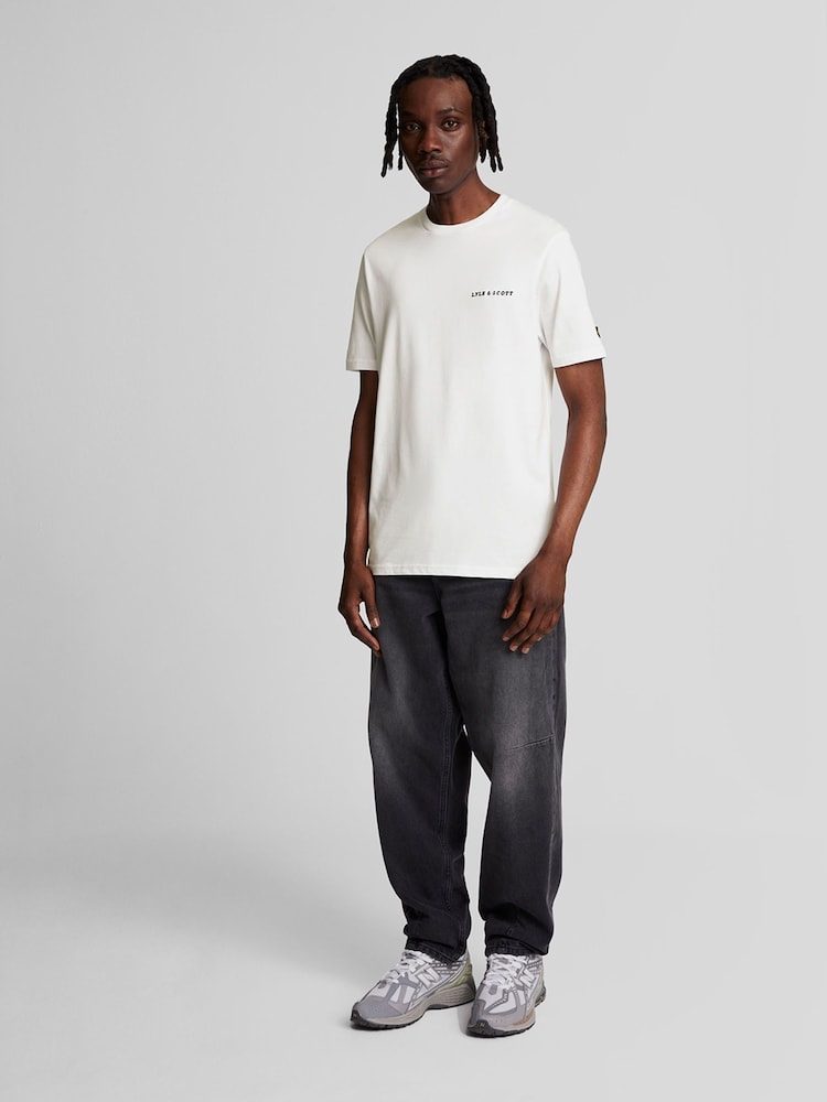 Lyle & Scott White Embroidered 100% Cotton T-Shirt - Image 2 of 4