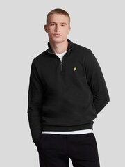 Lyle & Scott Black 100% Cotton Loopback Quarter Zip Sweatshirt - Image 1 of 5