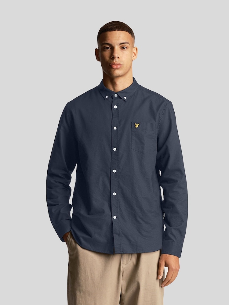Lyle & Scott Blue 100% Cotton Plain Flannel Shirt - Image 1 of 5
