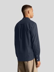 Lyle & Scott Blue 100% Cotton Plain Flannel Shirt - Image 3 of 5