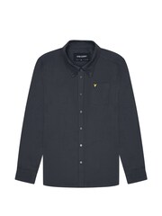 Lyle & Scott Blue 100% Cotton Plain Flannel Shirt - Image 5 of 5