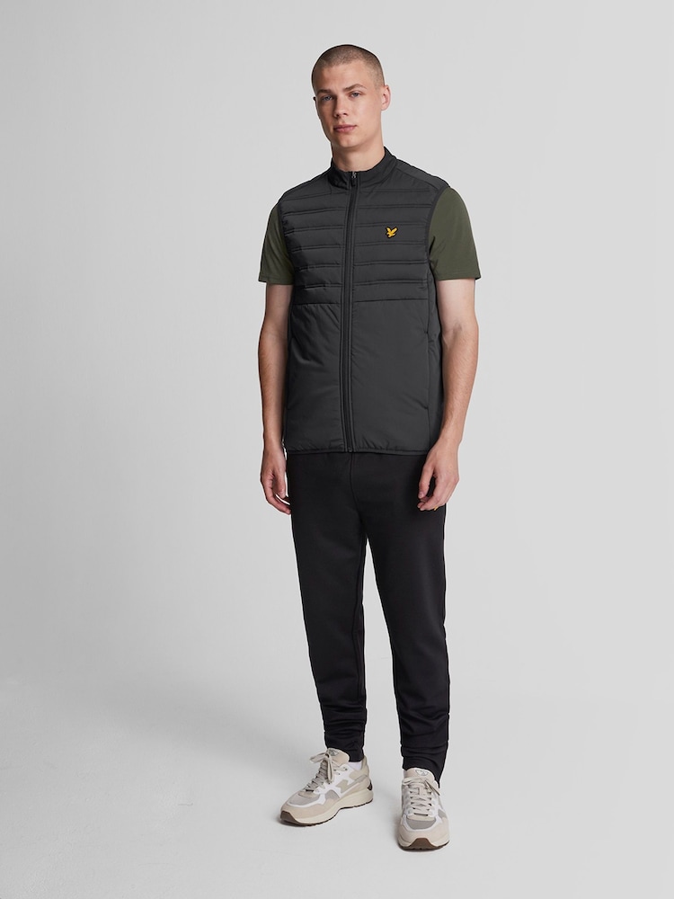 Lyle & Scott Black Hybrid Double Baffle Gilet - Image 2 of 5