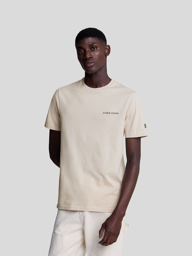Lyle & Scott Cream Embroidered 100% Cotton T-Shirt - Image 1 of 5