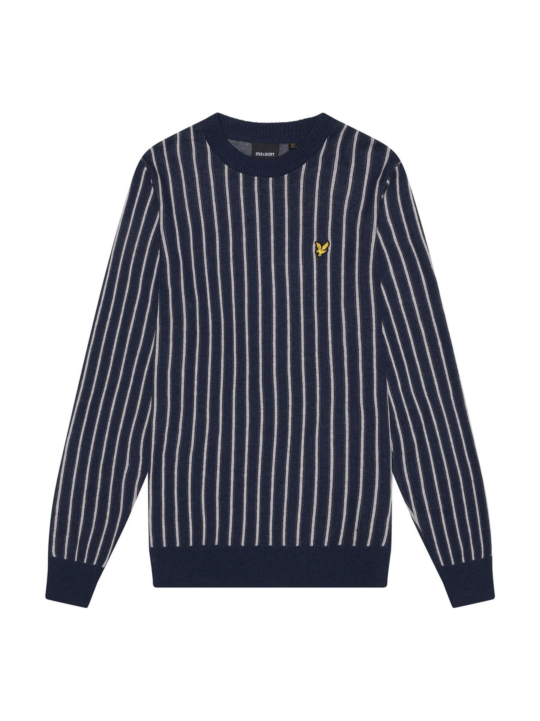 Buy Lyle Scott Blue Vertical Stripe Crew Neck Jumper from Next USA
