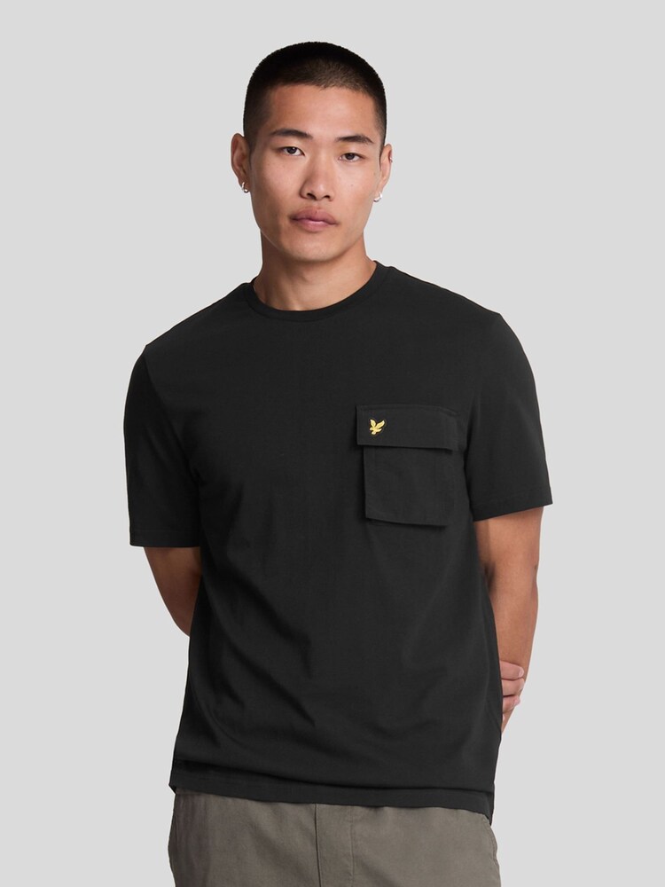 Lyle & Scott Black 100% Cotton Woven Pocket T-Shirt - Image 1 of 5 Lyle & Scott Black 100% Cotton Woven Pocket T-Shirt - Image 1 of 5