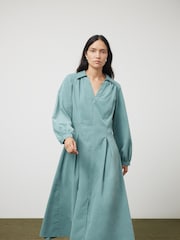 Jigsaw Blue Corduroy V Neck 100% Cotton Dress - Image 1 of 6