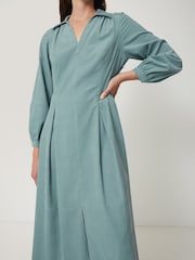 Jigsaw Blue Corduroy V Neck 100% Cotton Dress - Image 2 of 6