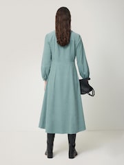 Jigsaw Blue Corduroy V Neck 100% Cotton Dress - Image 5 of 6