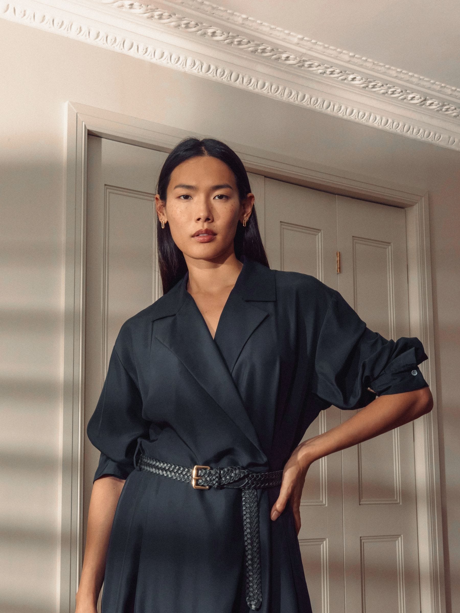 Buy Jigsaw Blue Silk Relaxed Wrap Jumpsuit from Next Ireland