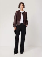 Jigsaw Burgundy Red Nakoa Leather Jacket - Image 3 of 7