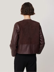 Jigsaw Burgundy Red Nakoa Leather Jacket - Image 5 of 7