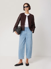 Jigsaw Burgundy Red Nakoa Leather Jacket - Image 6 of 7