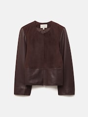 Jigsaw Burgundy Red Nakoa Leather Jacket - Image 7 of 7