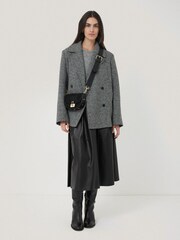 Jigsaw Black Leather Pleat Midi Skirt - Image 4 of 6