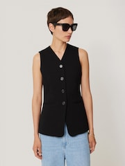 Jigsaw Black Crepe Jersey Waistcoat - Image 2 of 7