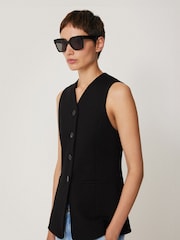 Jigsaw Black Crepe Jersey Waistcoat - Image 4 of 7