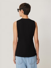 Jigsaw Black Crepe Jersey Waistcoat - Image 5 of 7