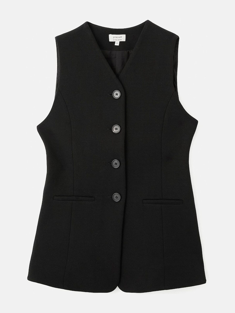 Jigsaw Black Crepe Jersey Waistcoat - Image 7 of 7