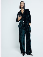 River Island Green Velvet Texture 100% Cotton Shirt - Image 1 of 5