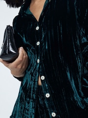 River Island Green Velvet Texture 100% Cotton Shirt - Image 2 of 5