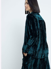 River Island Green Velvet Texture 100% Cotton Shirt - Image 3 of 5