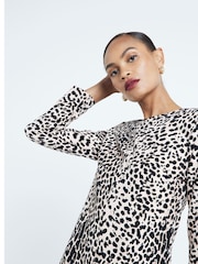 River Island Brown Leopard Print Shoulder Pad Shift Mini Dress - Image 6 of 9