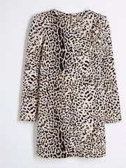 River Island Brown Leopard Print Shoulder Pad Shift Mini Dress - Image 8 of 9