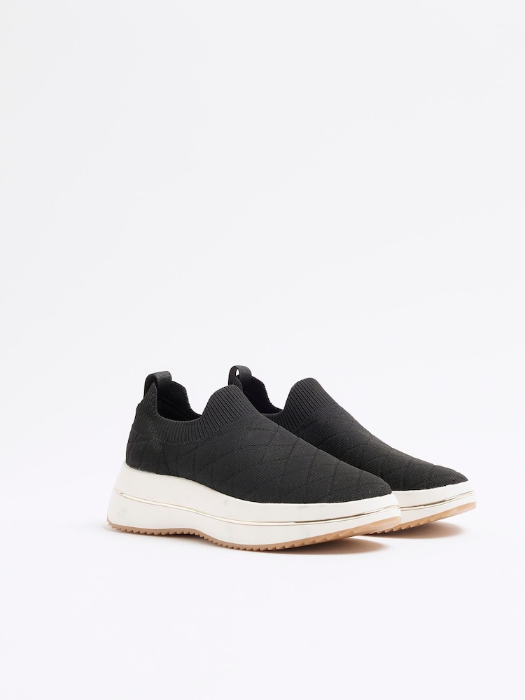 River Island Black Knitted Slip On Trainers - Image 2 of 4 River Island Black Knitted Slip On Trainers - Image 2 of 4