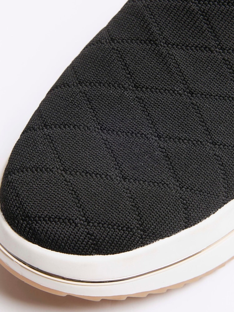 River Island Black Knitted Slip On Trainers - Image 4 of 4