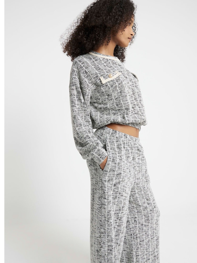 River Island Black Boucle Wide Leg Trousers - Image 2 of 4 River Island Black Boucle Wide Leg Trousers - Image 2 of 4