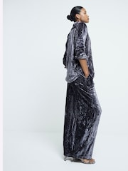 River Island Grey Velvet Texture 100% Cotton Shirt - Image 2 of 4