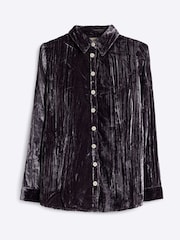 River Island Grey Velvet Texture 100% Cotton Shirt - Image 5 of 6