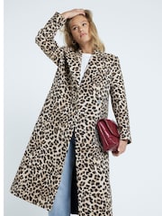 River Island Brown Brown Leopard Longline Coat - Image 2 of 6