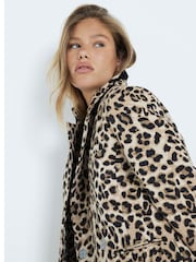 River Island Brown Brown Leopard Longline Coat - Image 4 of 6