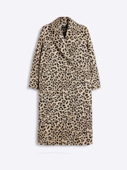 River Island Brown Brown Leopard Longline Coat - Image 5 of 6