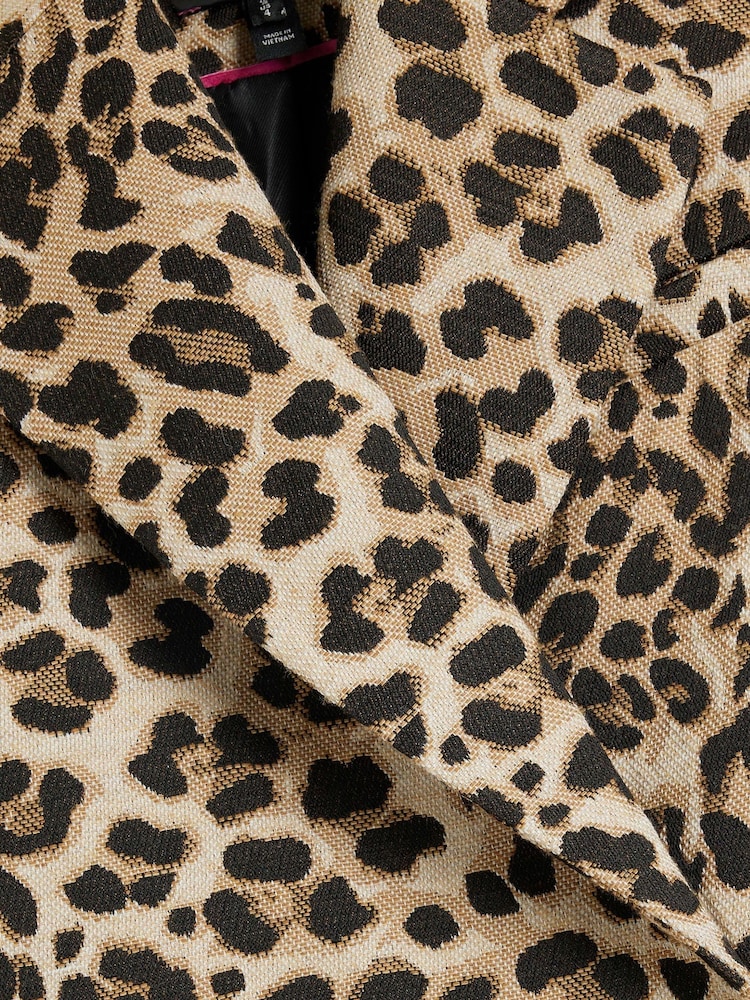 River Island Brown Brown Leopard Longline Coat - Image 6 of 6