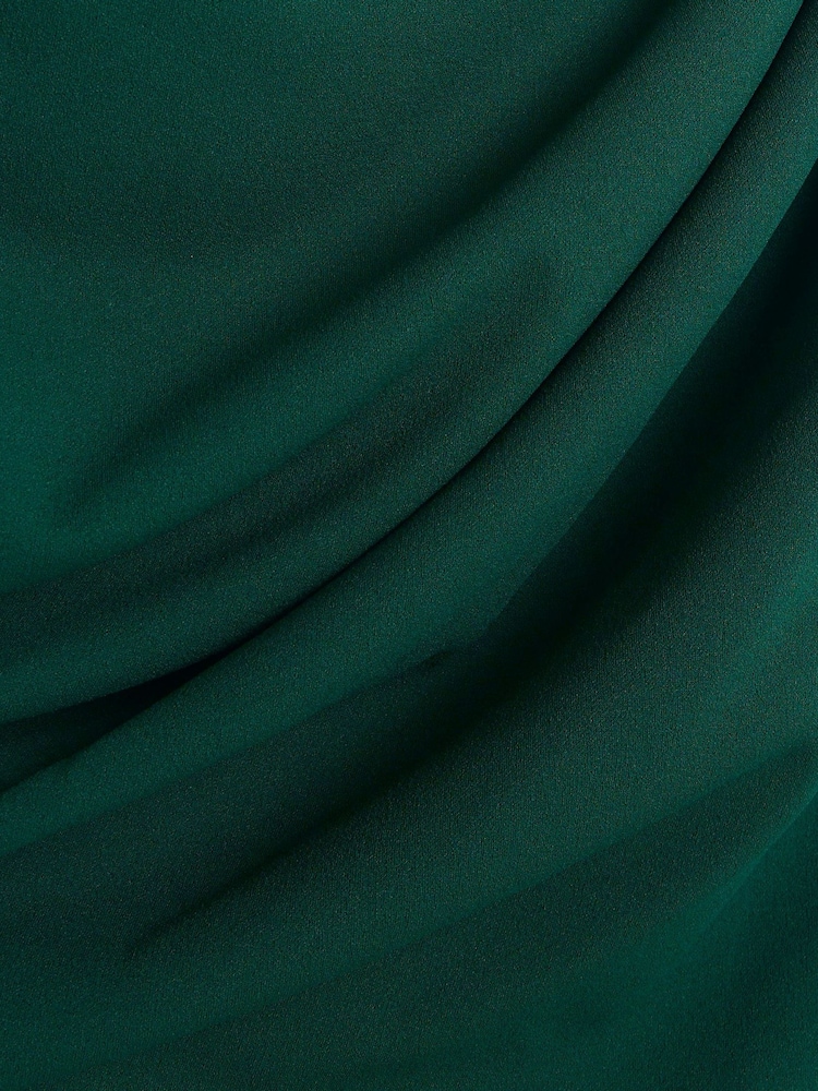 River Island Green Drape Asym Wrap Midi Dress - Image 4 of 4 River Island Green Drape Asym Wrap Midi Dress - Image 4 of 4