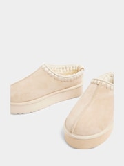 River Island Nude Faux Fur Lined Platform Slippers - Image 3 of 3