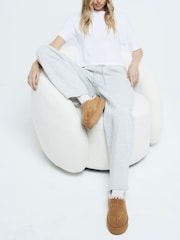 River Island Brown Faux Fur Lined Platform Slippers - Image 1 of 4