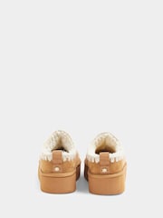 River Island Brown Faux Fur Lined Platform Slippers - Image 3 of 4