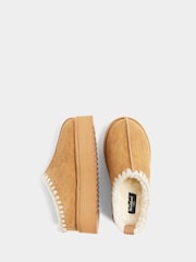 River Island Brown Faux Fur Lined Platform Slippers - Image 4 of 4