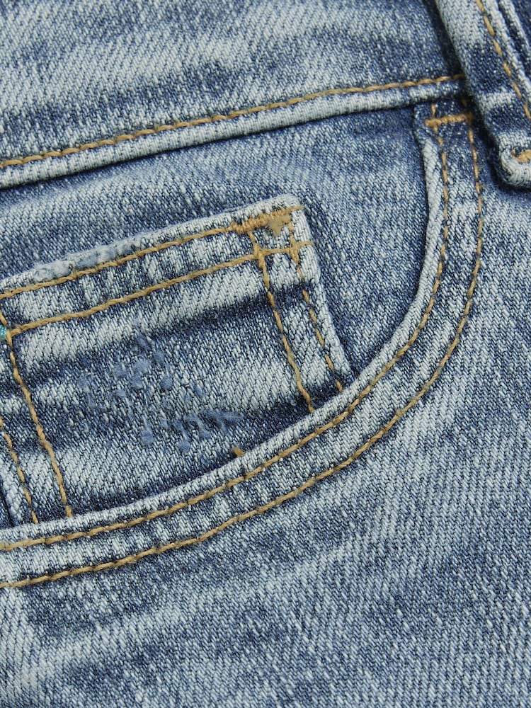 River Island Blue Mid Rise Bum Sculpt Ripped Knee Skinny Jeans - Image 4 of 4